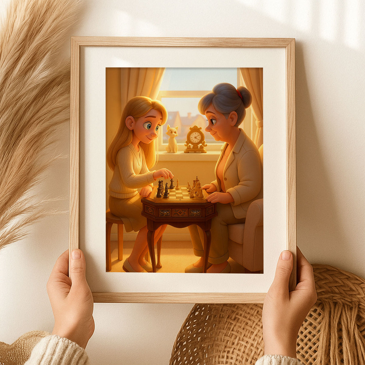Heartwarming Cartoon Mom and Baby Art Print – Perfect for Nursery Decor and Family Love Reminders
 - 3