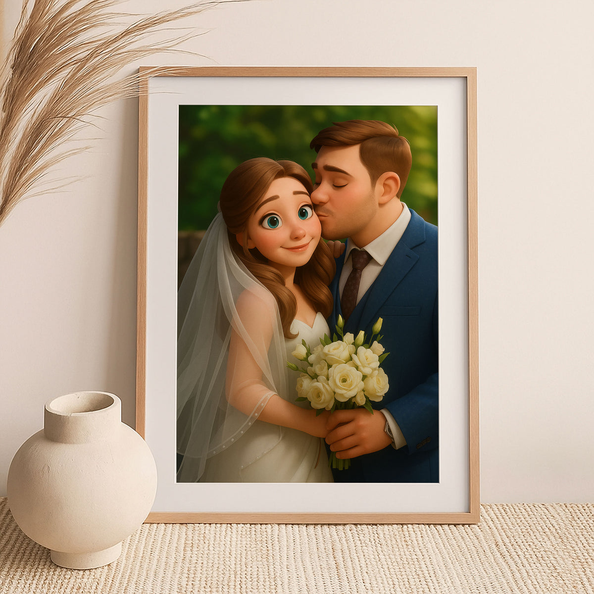 Charming Animated Wedding Couple Artwork - Perfect for Romantic Home Décor
 - 3
