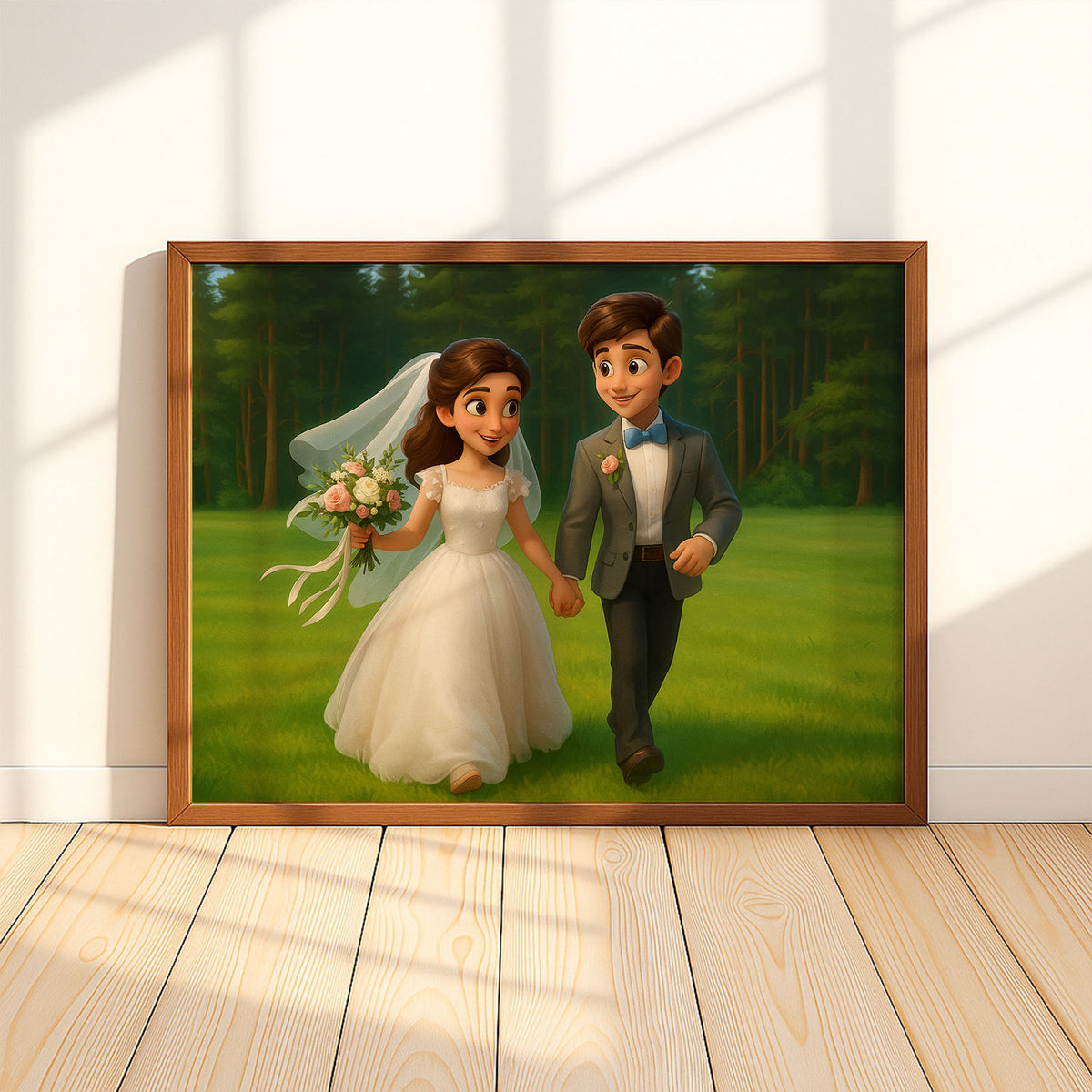 Charming Cartoon Wedding Couples Art Print – Perfect Love and Joy Decor for Weddings and Anniversaries
 - 3