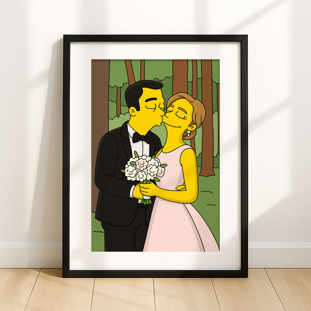Whimsical Simpsons Wedding Art Print – Celebrate Love with Fun Cartoon Style Decor
 - 3