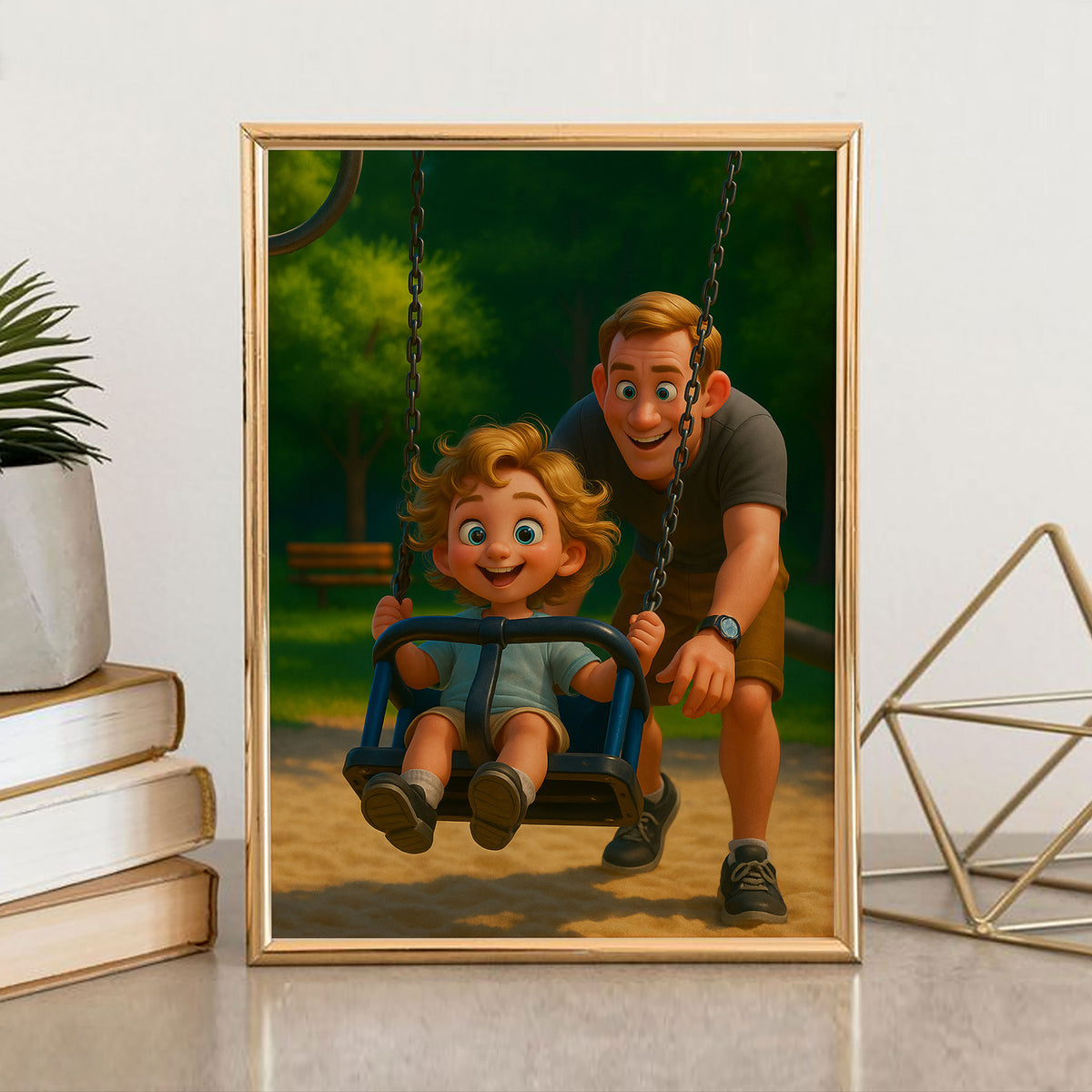 Heartwarming Disney-Inspired Mother and Daughter Art Print - Bright and Cheerful Family Portrait
 - 3
