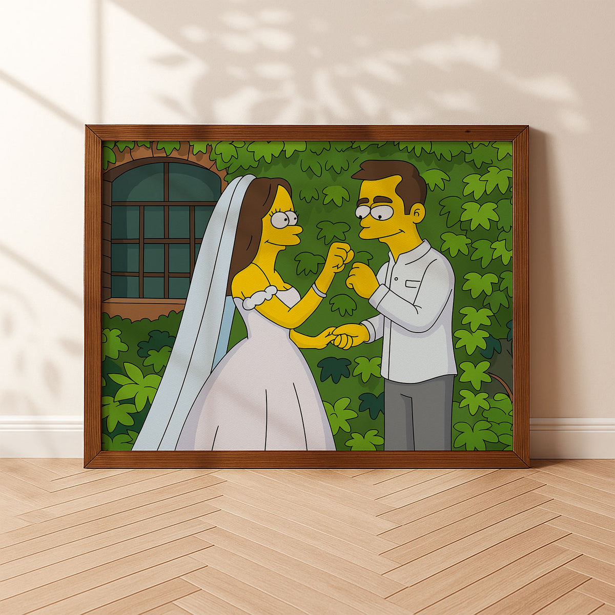 Charming Cartoon Wedding Art: Playful Bride with Bubbles in Whimsical Style
 - 3