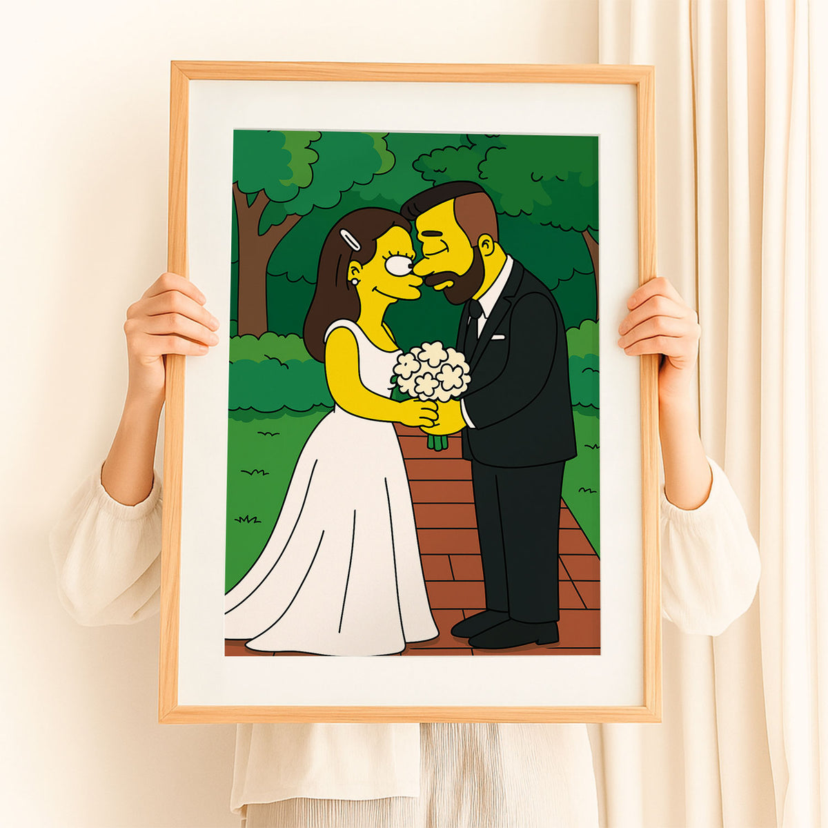 Whimsical Cartoon Wedding Art Print in Iconic Style – Celebrate Love with a Unique Simpsons-Inspired Design
 - 3
