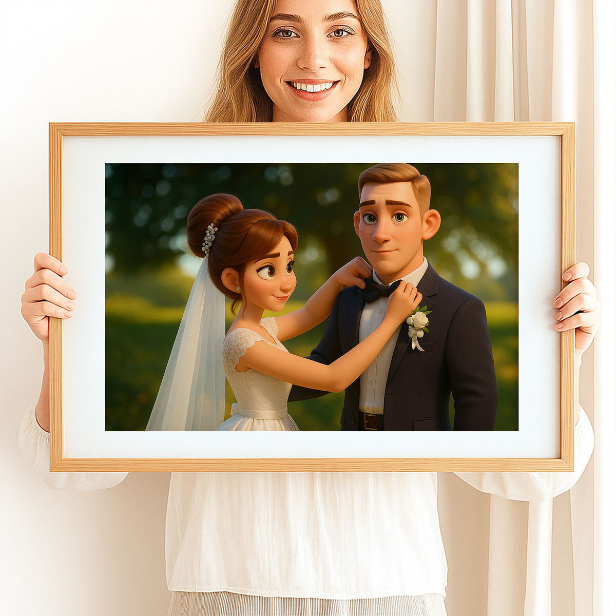 Charming Animated Wedding Couple Art Print - Perfect for Home Decor and Romantic Gifts
 - 3