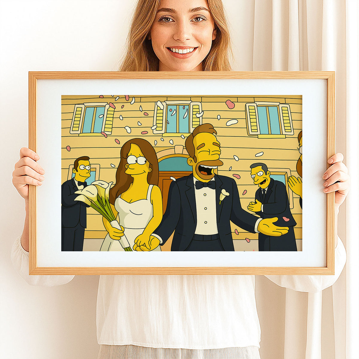 Whimsical Cartoon Wedding Art: Celebrate Love with Fun Couple in Bright Animated Style
 - 3