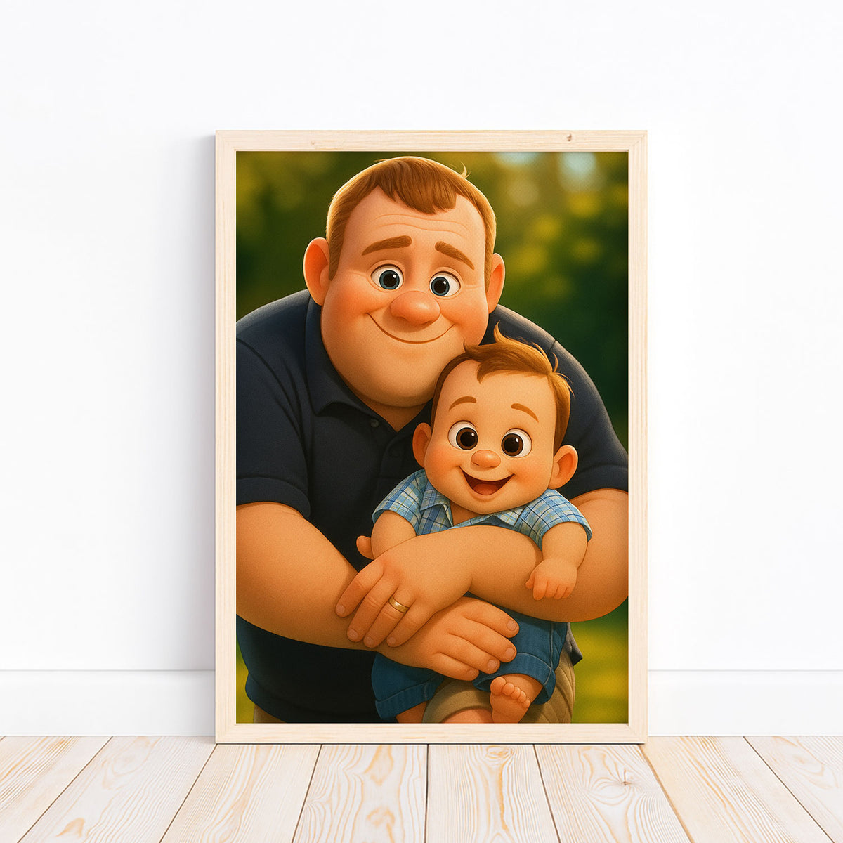 Heartwarming Family Portrait Art Print in Vibrant Cartoon Style - Perfect for Kids&#39; Rooms and Family Spaces
 - 3