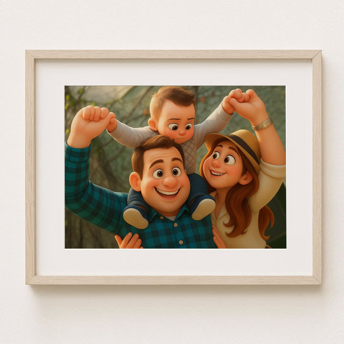 Charming Family Portrait in Playful Cartoon Style – Perfect Art for Kids&#39; Rooms and Family Spaces
 - 3