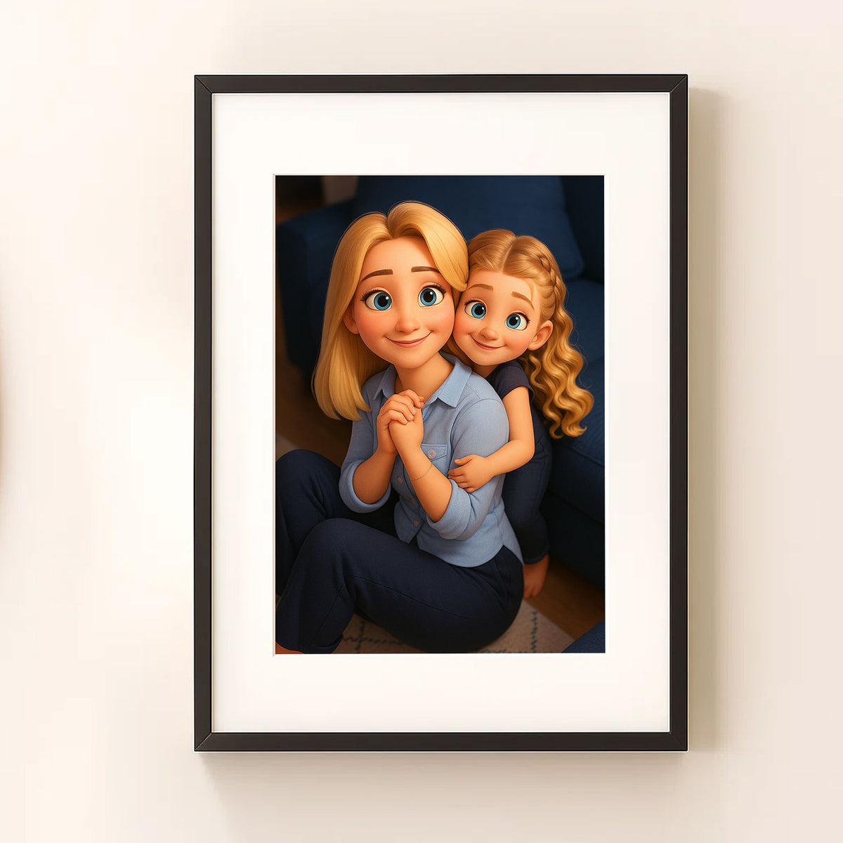 Joyful Swing Moments: Colorful Cartoon Art of a Father and Child at Play
 - 3