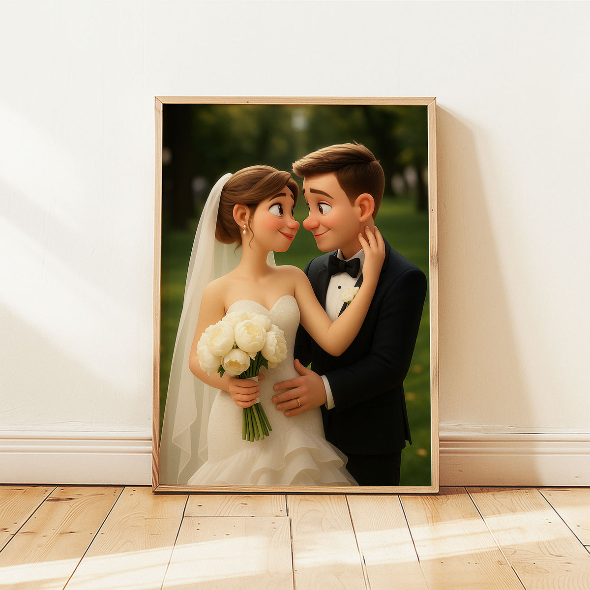 Charming Animated Wedding Portrait of a Bride and Groom – Perfect for Celebrating Love and Romance
 - 2