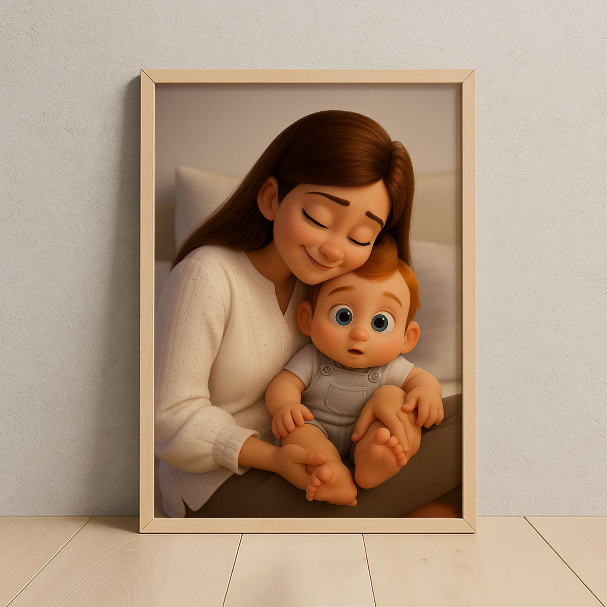 Charming Cartoon Style Mother and Baby Wall Art - Perfect for Nursery Decor and Gifts for New Moms
 - 3