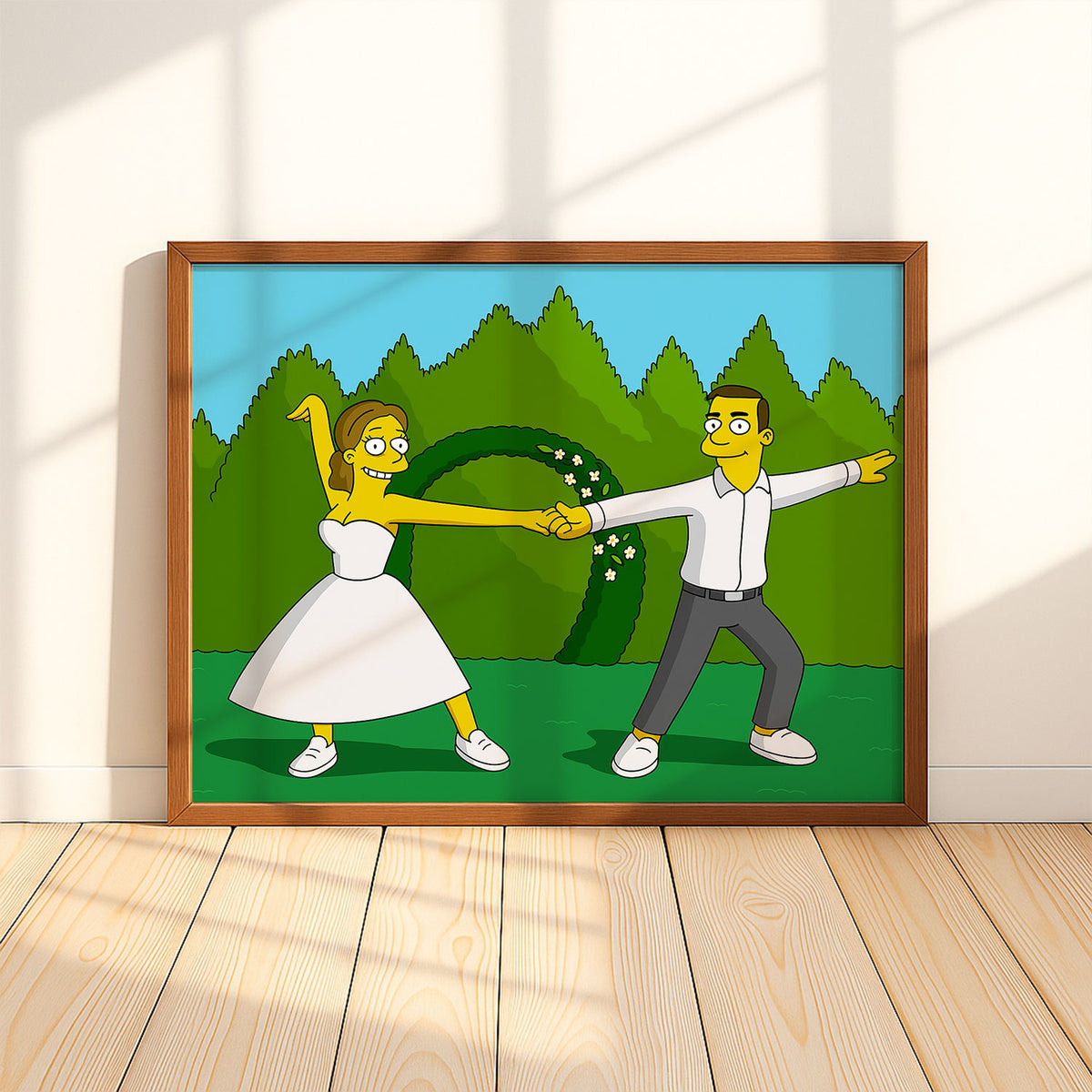 Charming Cartoon Wedding Art Print in a Playful Style - Perfect for Home Decor or Gifts
 - 3