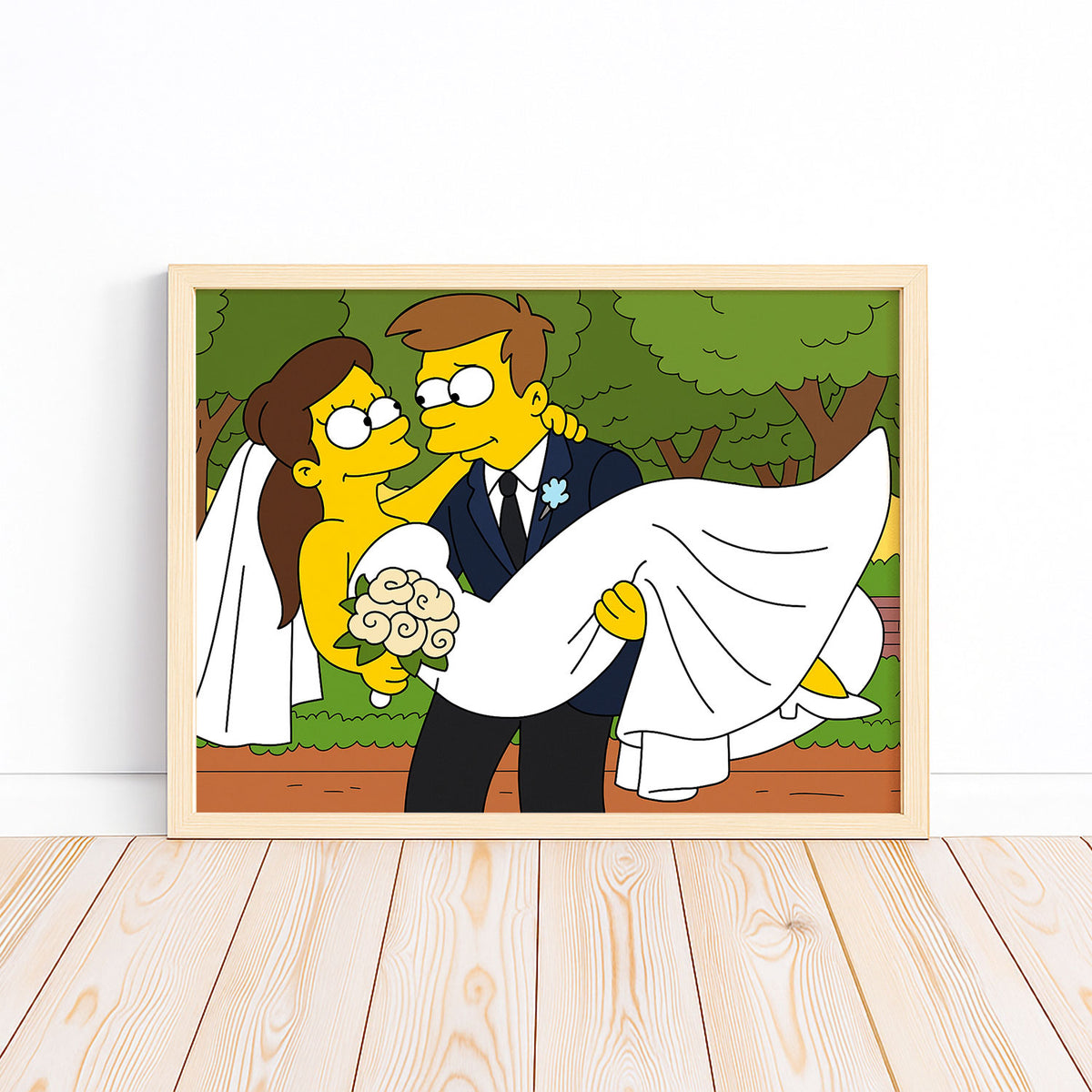 Whimsical Wedding Bliss: Cartoon Bride with Bubbles in Vibrant Illustration Style
 - 3