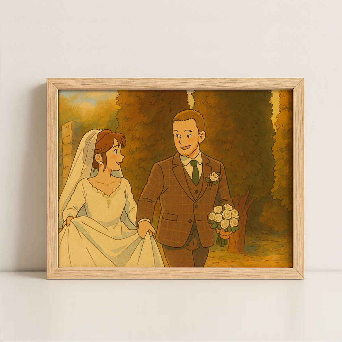Charming Couple Wedding Art Print in Vibrant Cartoon Style – Perfect for Home Décor and Love Celebrations
 - 3