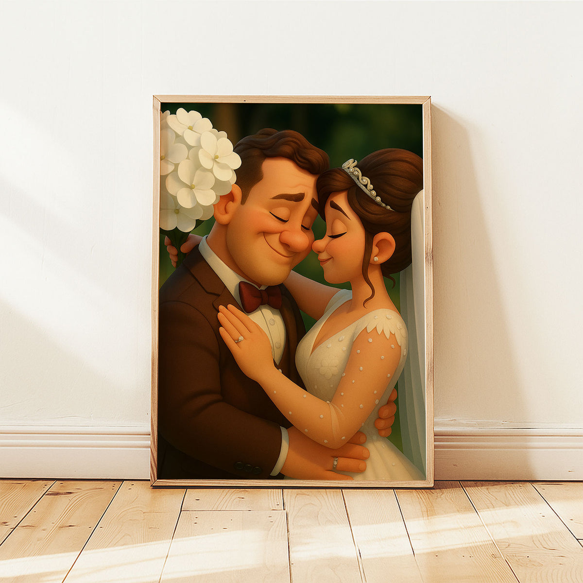 Whimsical Wedding Couple Art Print - Romantic Animated Style for Timeless Home Decor
 - 3