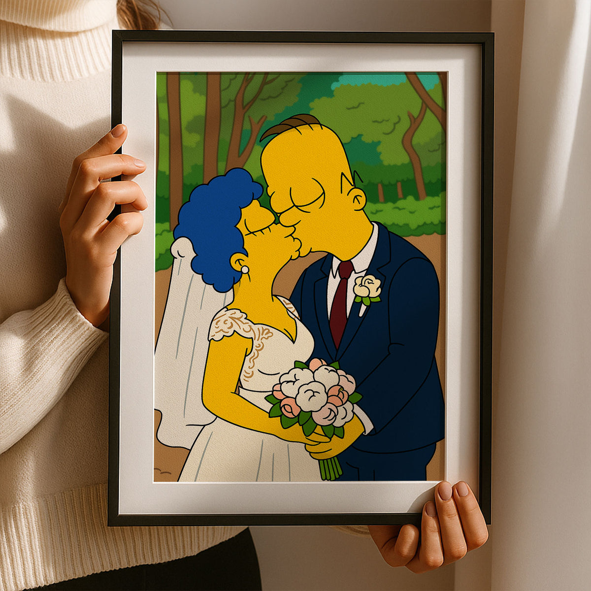 Whimsical Simpsons Wedding Art Print – Perfect Gift for Fans of Pop Culture and Unique Home Decor
 - 3