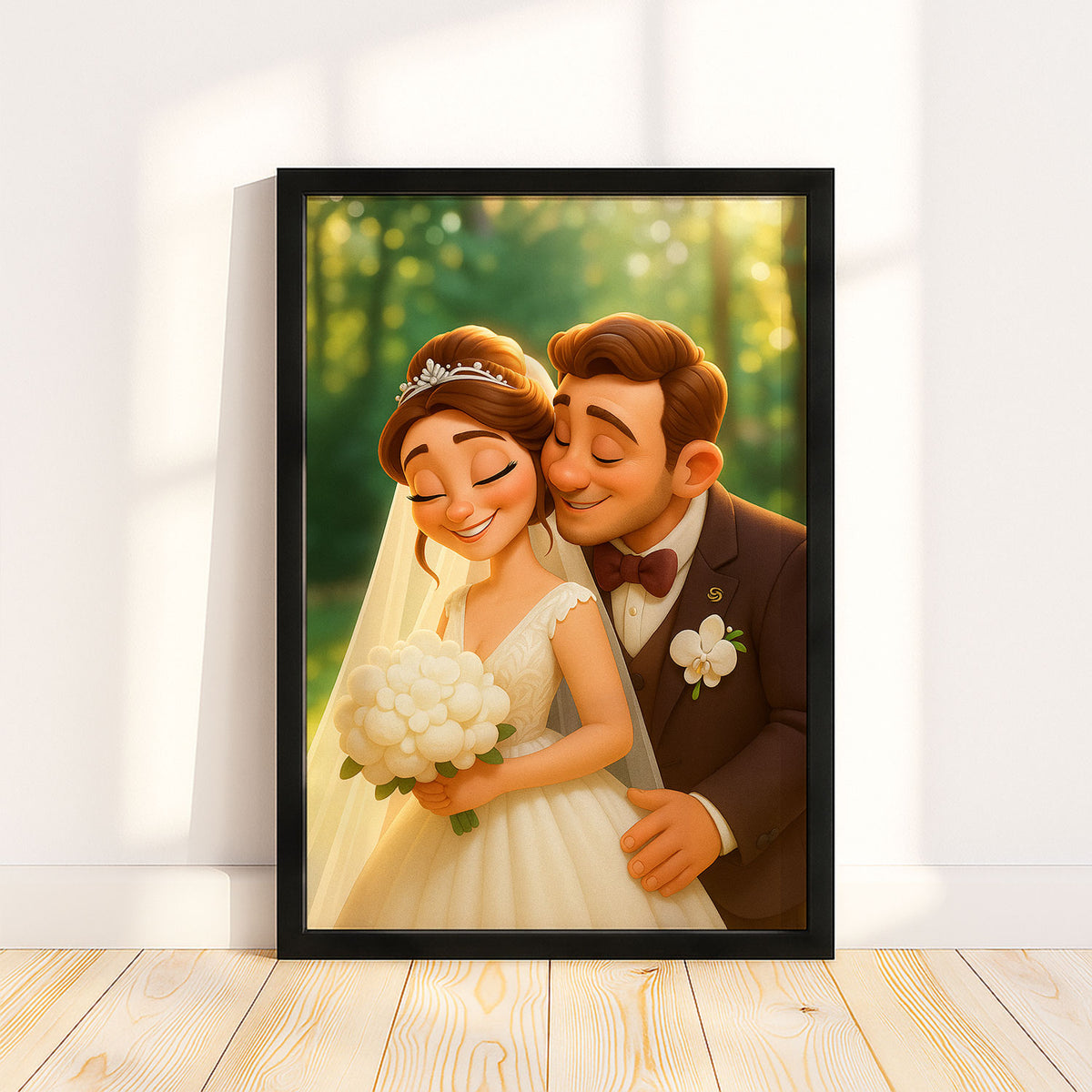 Whimsical Wedding Couple Art Print - Romantic Animated Style for Timeless Home Decor
 - 4