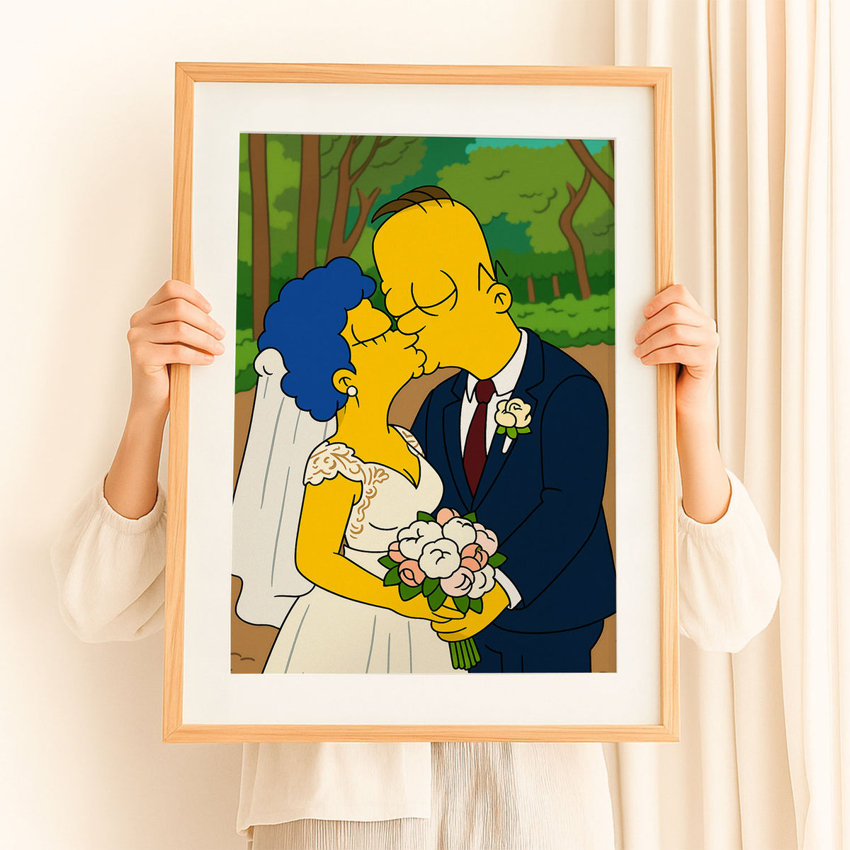 Charming Simpsons Wedding Art Print - Homage to Love in Vibrant Cartoon Style
 - 4