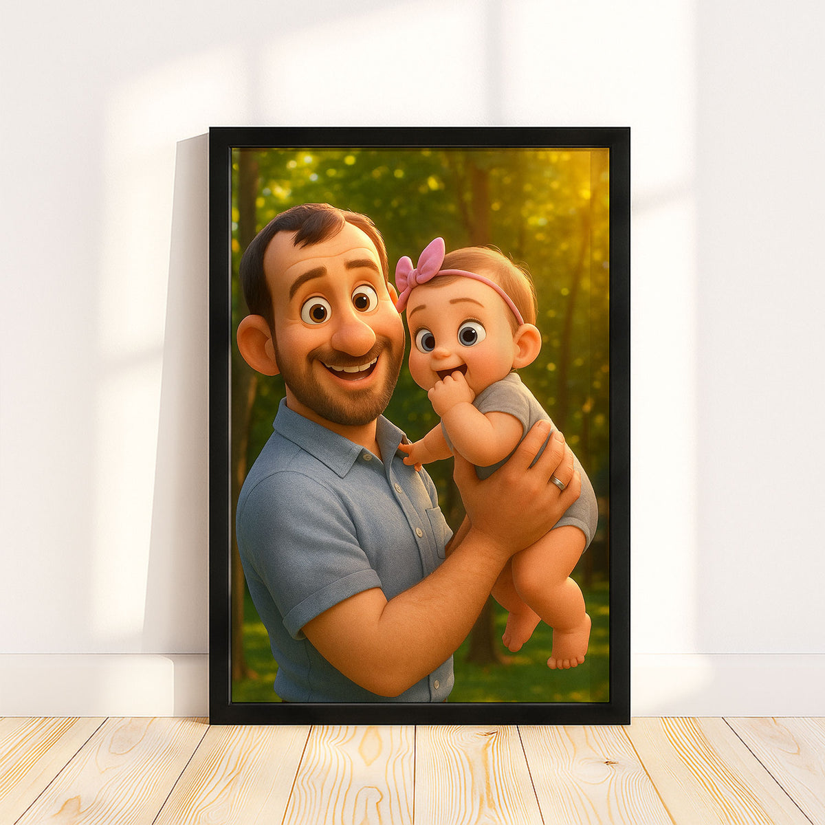 Charming Mother-Daughter Bond in Vibrant Cartoon Style Artwork for Family Decor
 - 4