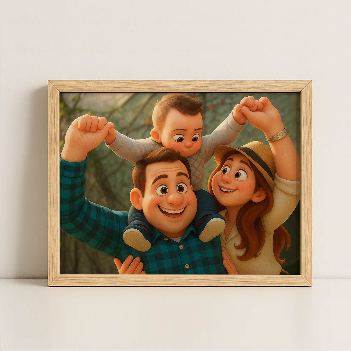 Heartwarming Mother-Daughter Embrace Artwork in Whimsical Cartoon Style - Perfect for Family Home Decor
 - 4