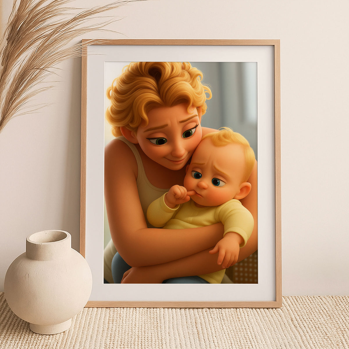 Charming Disney-Inspired Artwork of a Mother and Baby: Heartwarming Digital Illustration for Nursery Decor
 - 4