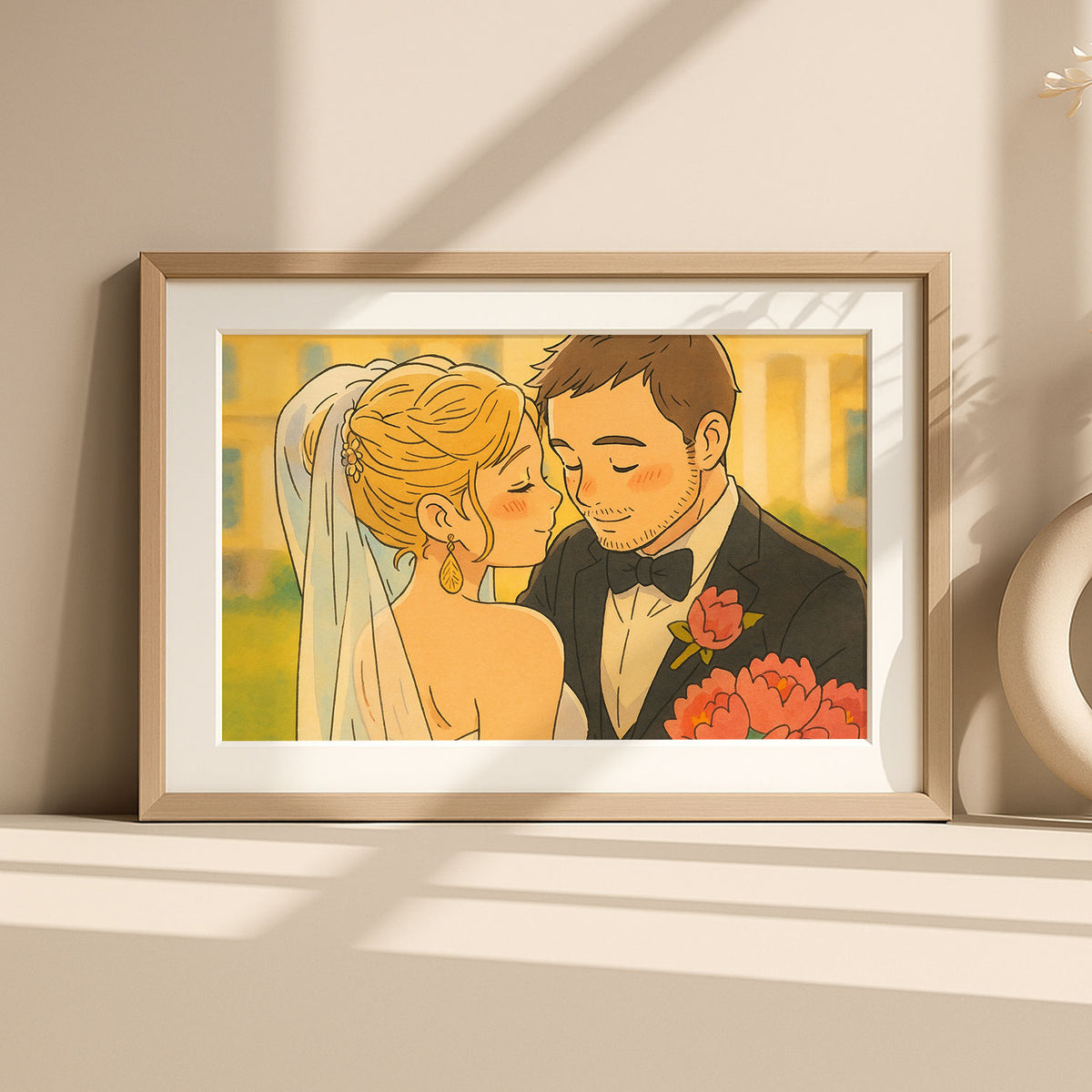 Romantic Wedding Couple Art Print | Stylish Illustration for Home Decor
 - 4