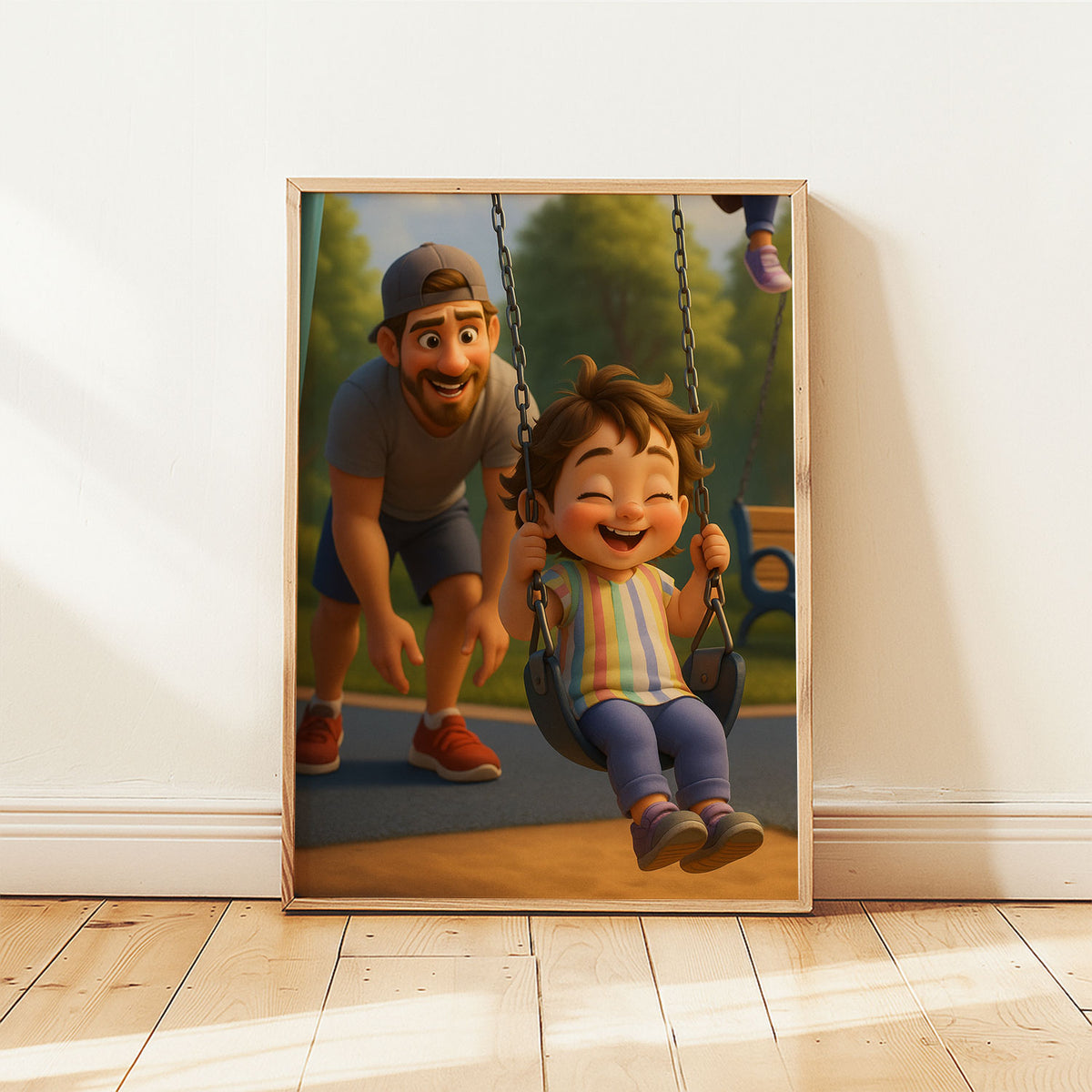 Charming Mother-Daughter Portrait in Vibrant Cartoon Style - Perfect Home Décor for Family Lovers
 - 4
