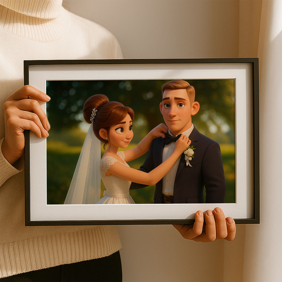 Charming Animated Wedding Portrait: Celebrate Love with Whimsical Art Style
 - 4