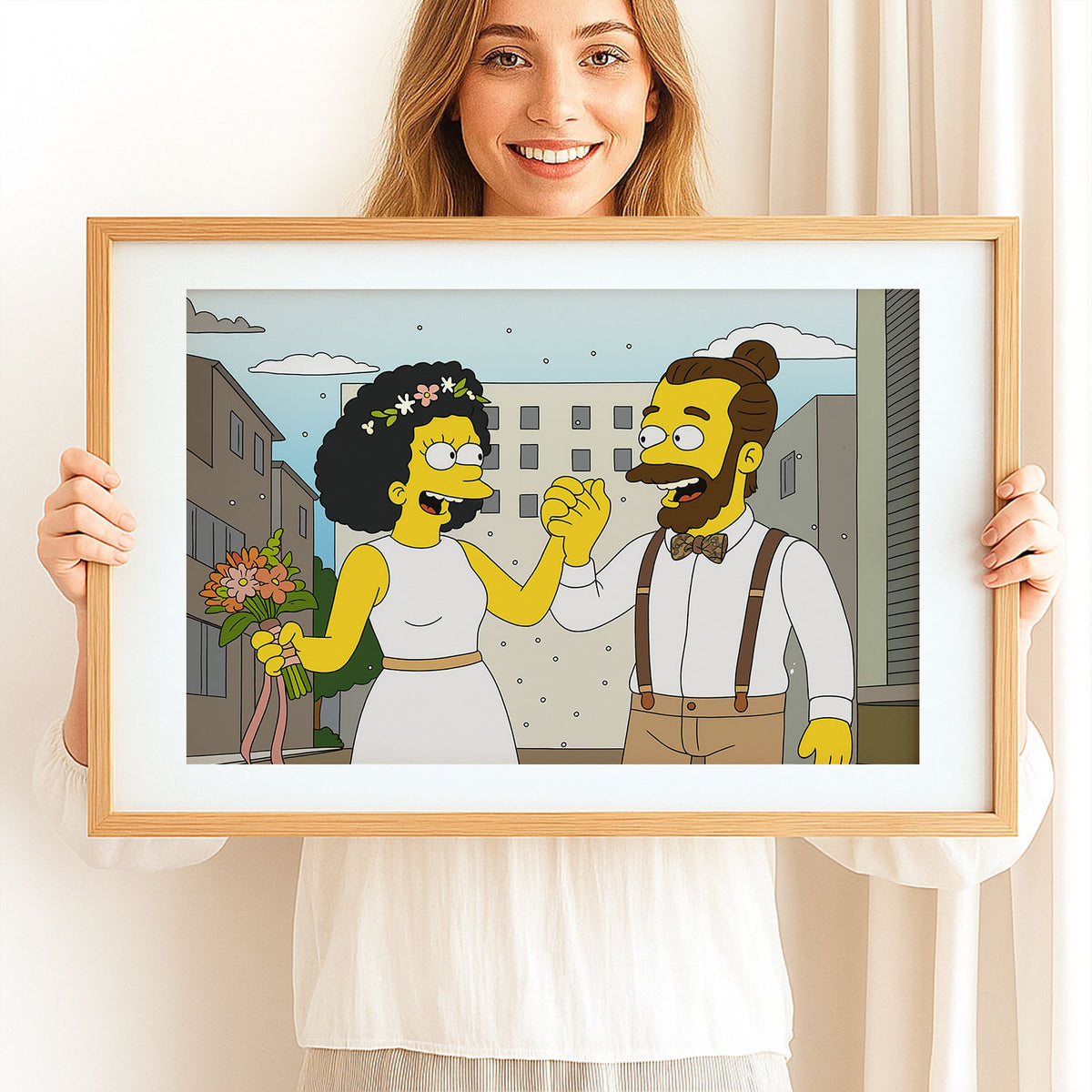 Charming Simpsons Wedding Art Print – Celebrate Love with Fun Cartoon Style Decor!
 - 4