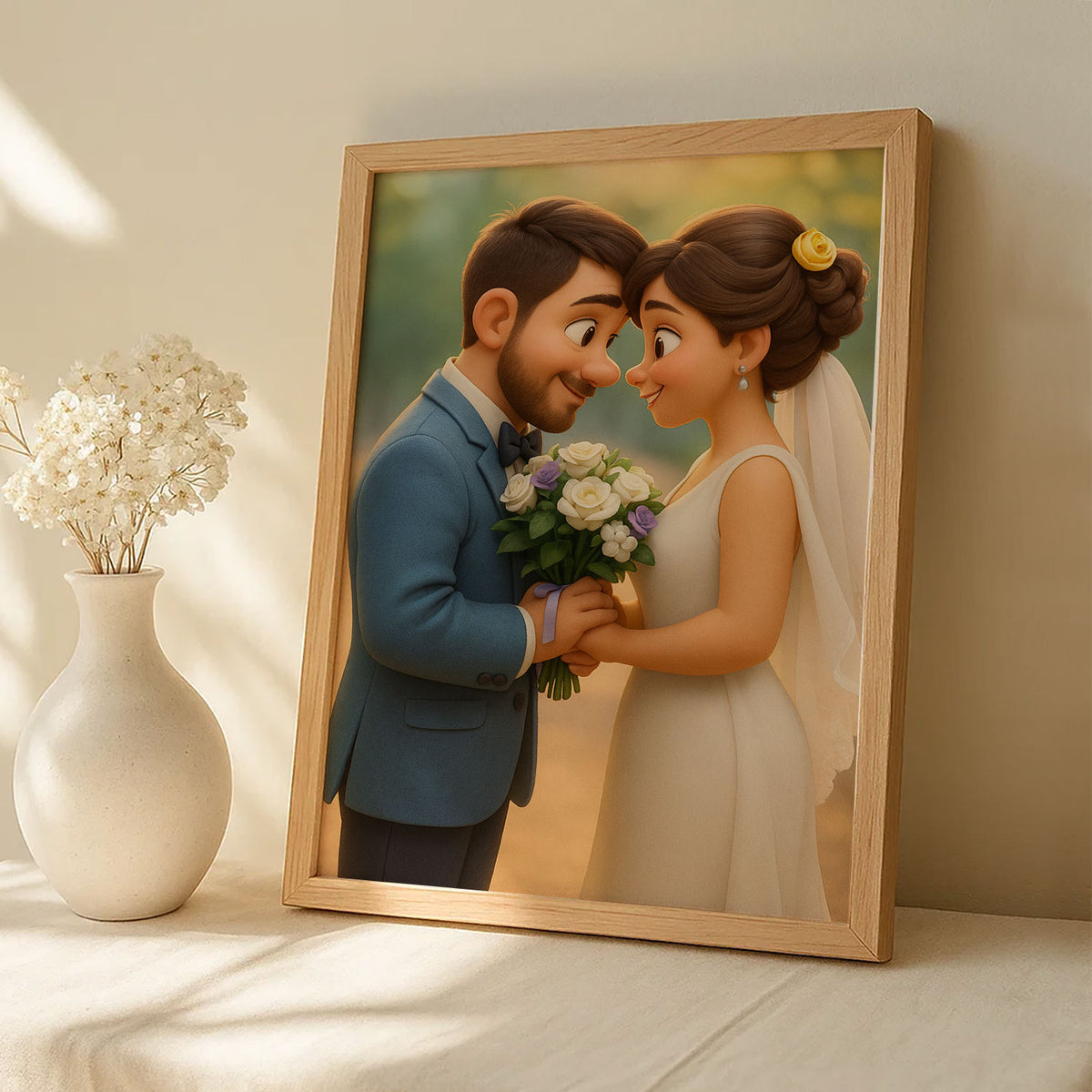 Charming Animated Wedding Portrait of a Bride and Groom – Perfect for Celebrating Love and Romance
 - 3