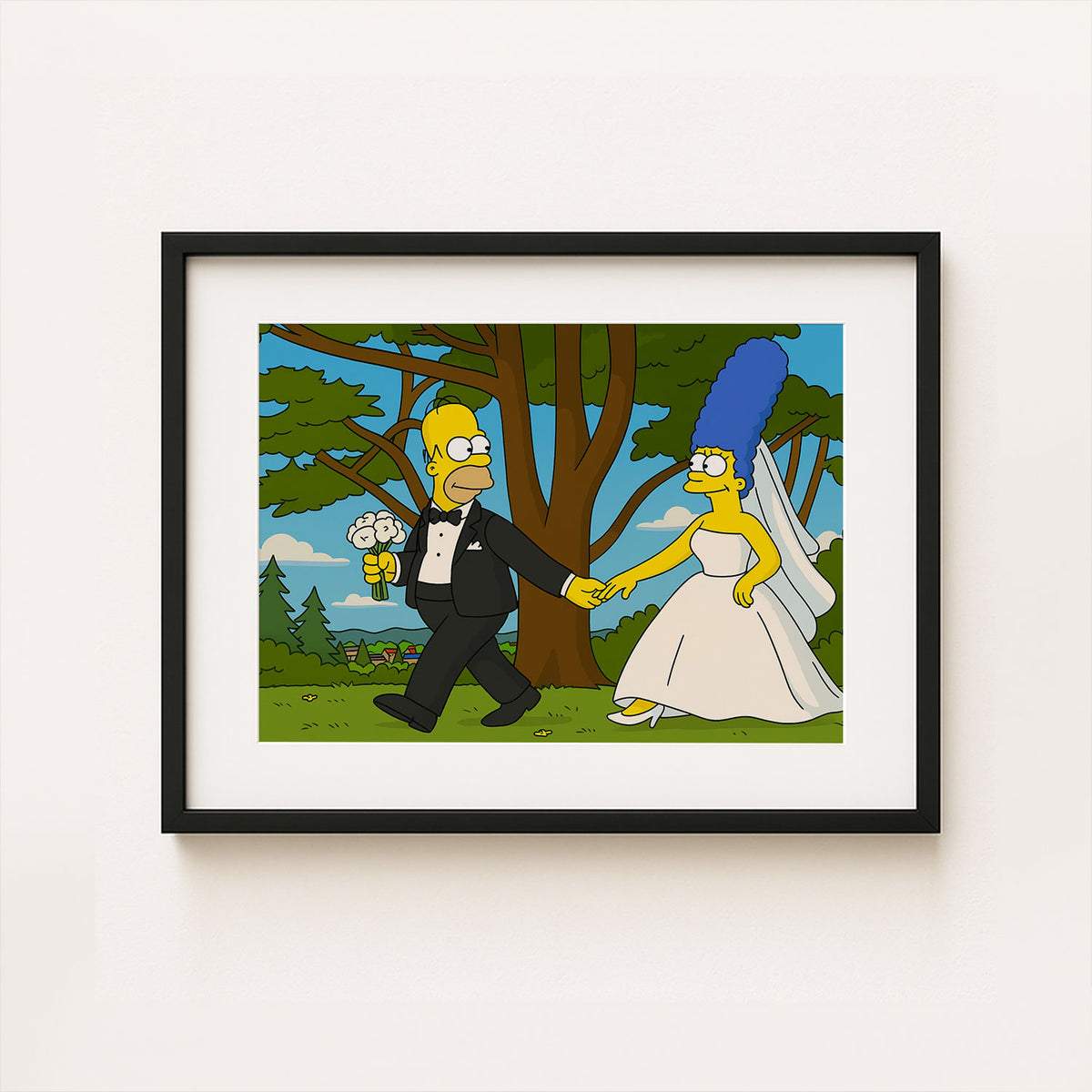 Charming Simpsons Wedding Art – Homer and Marge&#39;s Colorful Love Story Print
 - 4