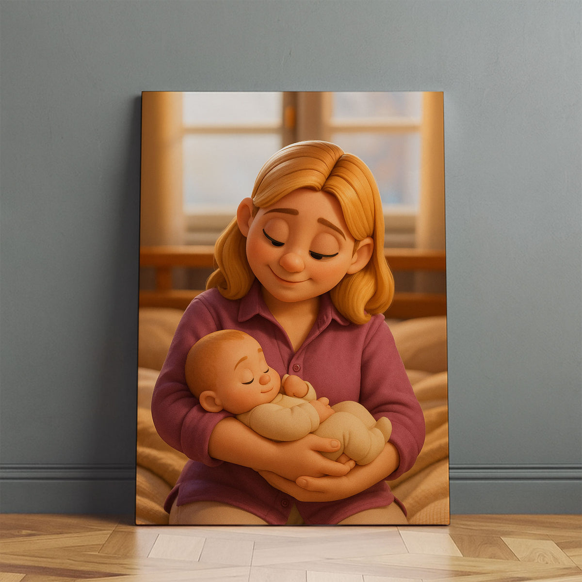 Heartwarming Mother and Baby Illustration - Adorable Cartoon Art for Nursery Decor, Perfect Gift for New Moms
 - 3