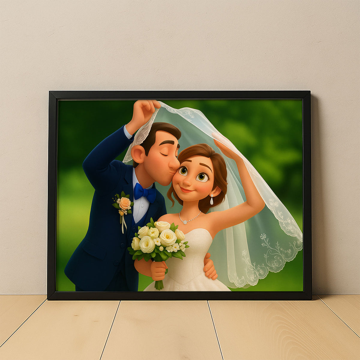 Charming Cartoon Wedding Couples Art Print – Perfect Love and Joy Decor for Weddings and Anniversaries
 - 4