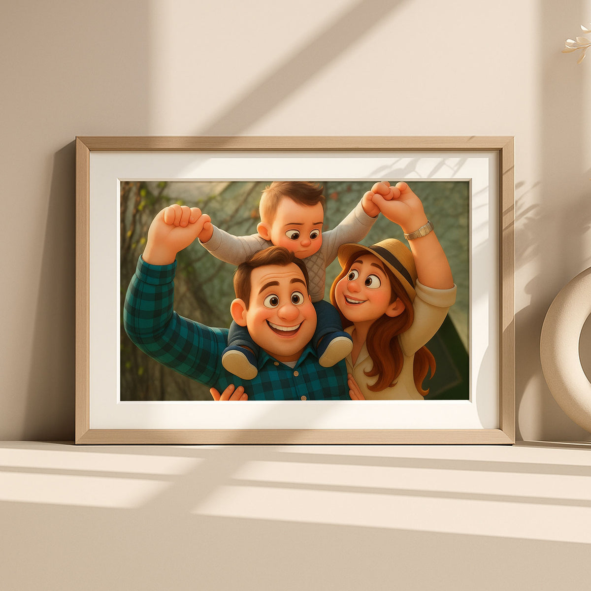 Charming Family Portrait in Playful Cartoon Style – Perfect Art for Kids&#39; Rooms and Family Spaces
 - 4