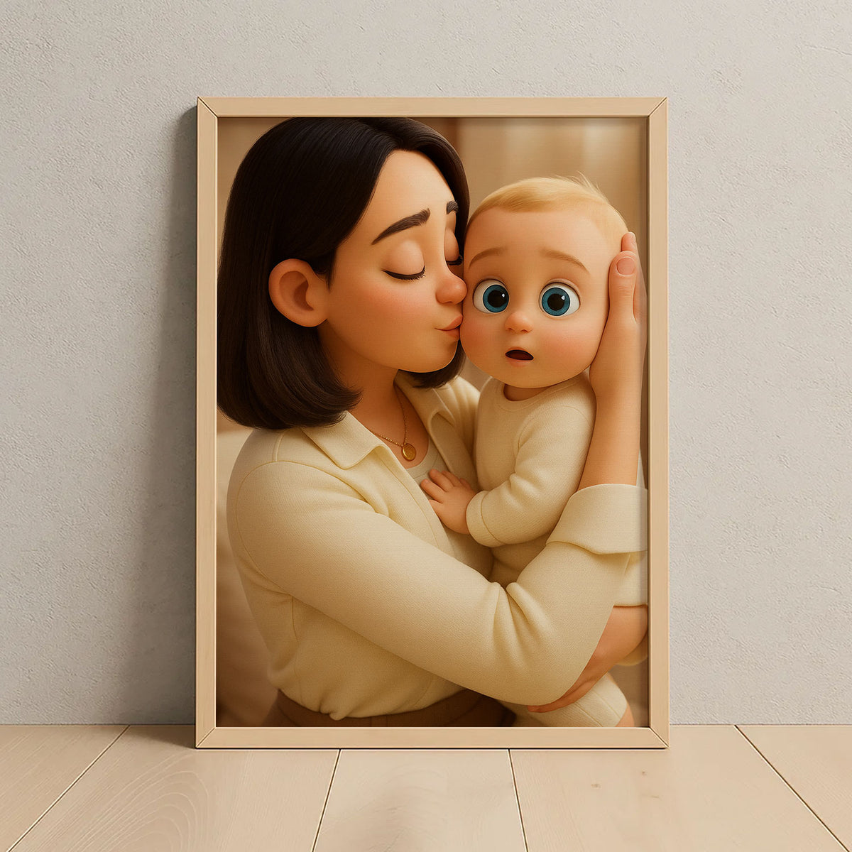 Heartwarming Mother and Baby Cartoon Art Print – Perfect Nursery Decor for a Cozy and Stylish Home
 - 4