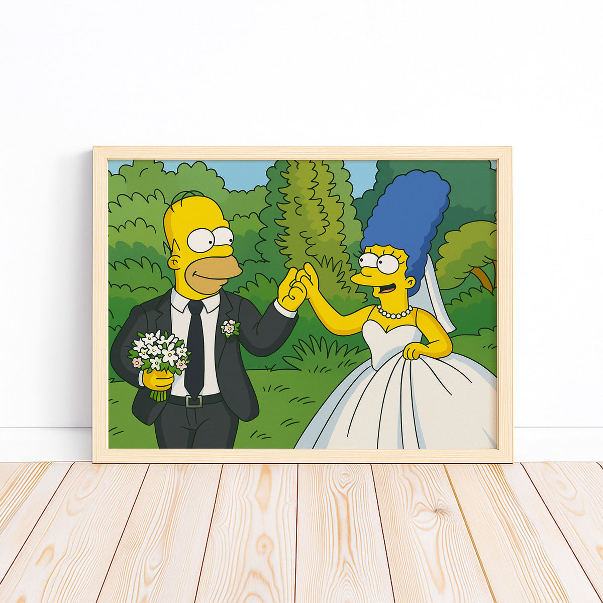 Whimsical Wedding Art: Homer and Marge Simpsons in Vibrant Cartoon Style
 - 4