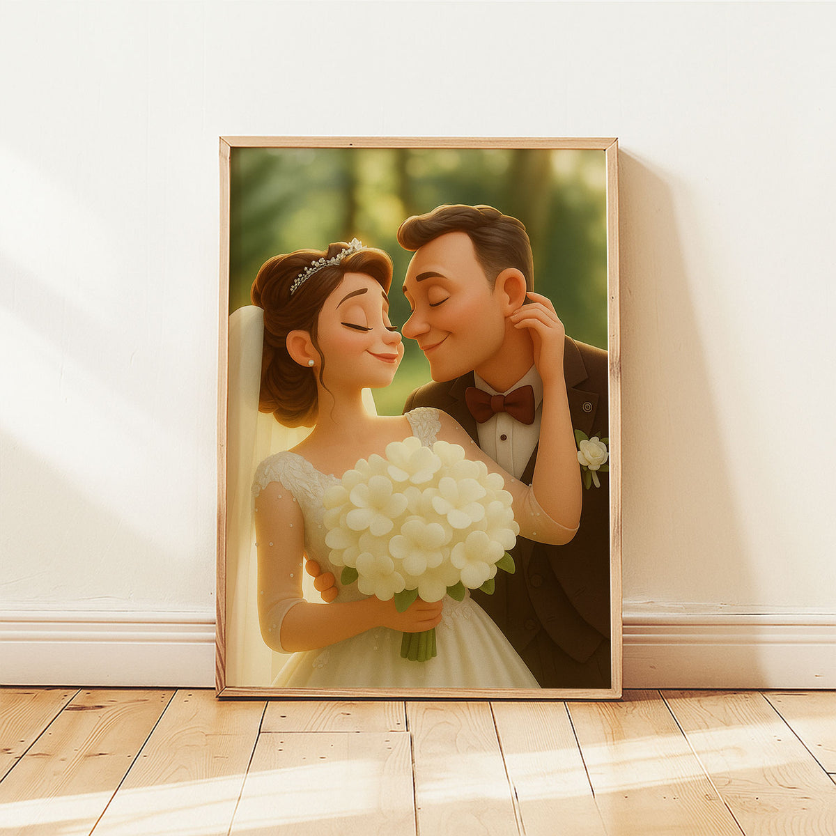 Charming Animated Wedding Portrait: Capturing Love and Happiness in a Whimsical Style
 - 4