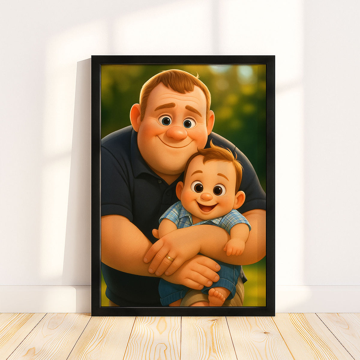 Charming Cartoon Family Portrait of Mother and Daughter Embracing in Joyful Moment
 - 4