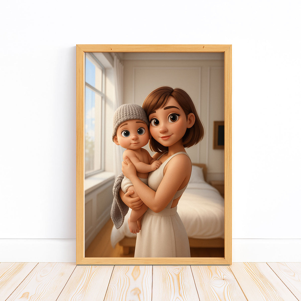 Charming Cartoon Style Mother and Baby Wall Art - Perfect for Nursery Decor and Gifts for New Moms
 - 4