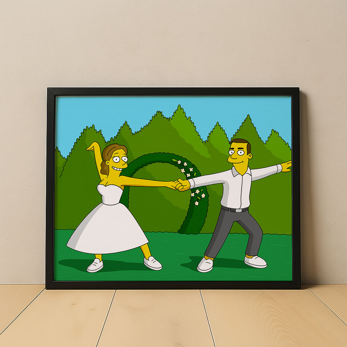 Charming Cartoon Wedding Art Print in a Playful Style - Perfect for Home Decor or Gifts
 - 4