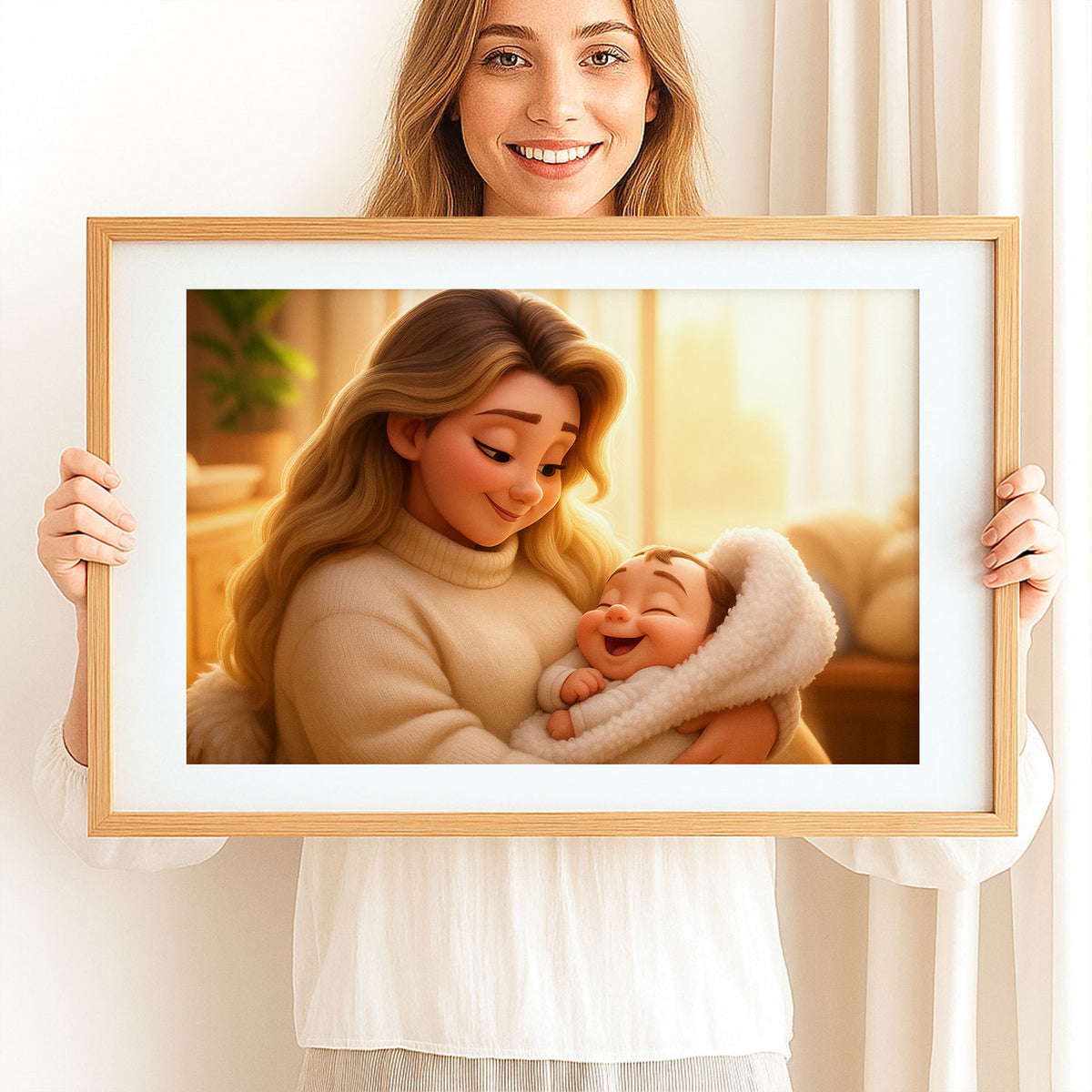 Heartwarming Disney-Inspired Art of a Mother and Baby: Cozy Moments Captured in Enchanting Illustrative Style
 - 4