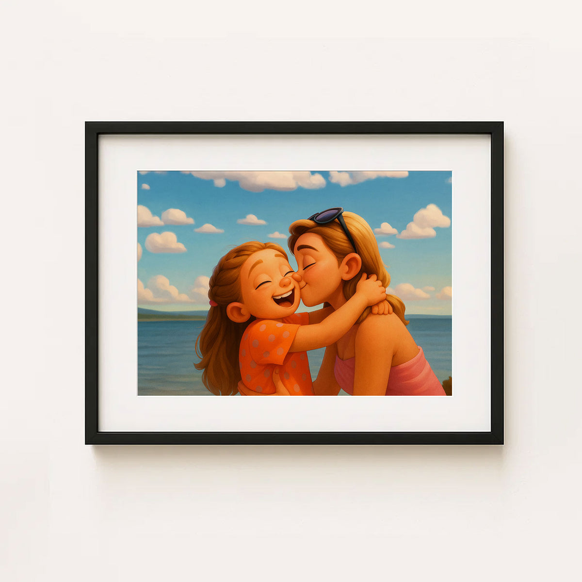 Charming Family Portrait: Heartwarming Cartoon Art of Parents with Baby in Vibrant Style for Modern Home Decor
 - 4