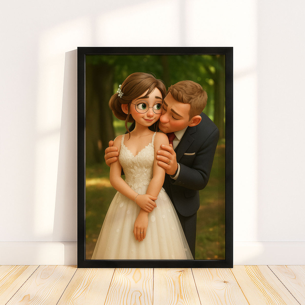Charming Animated Wedding Couple Artwork - Perfect for Romantic Home Décor
 - 4