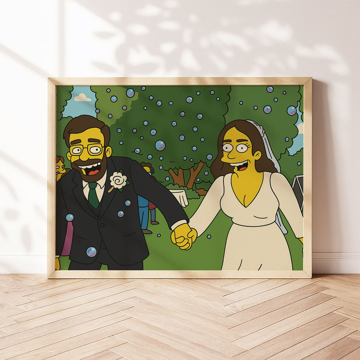 Whimsical Cartoon Wedding Art: Celebrate Love with Fun Couple in Bright Animated Style
 - 4