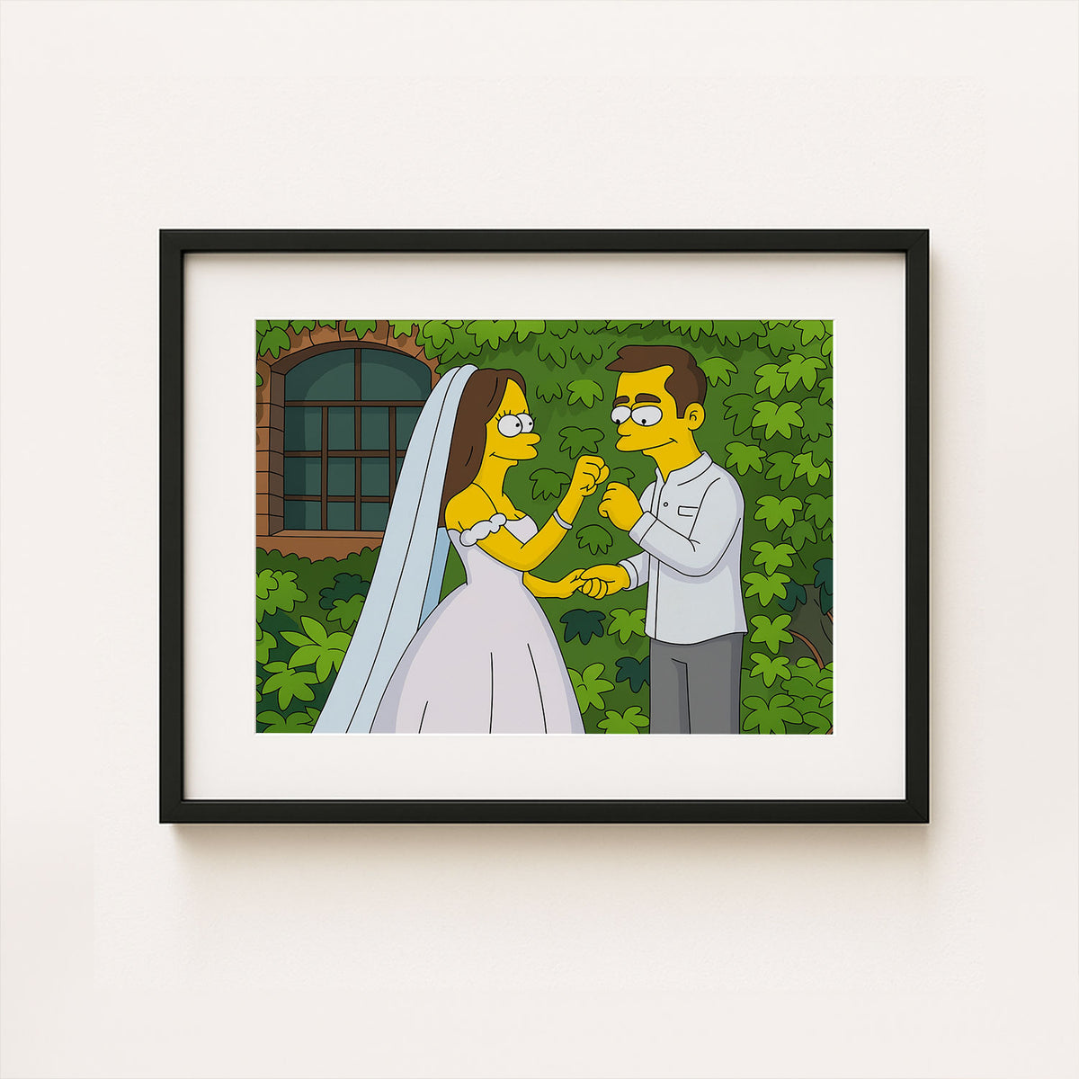 Charming Simpsons Wedding Art - Homer &amp; Marge in Playful Cartoon Style Perfect for Home Decor
 - 3