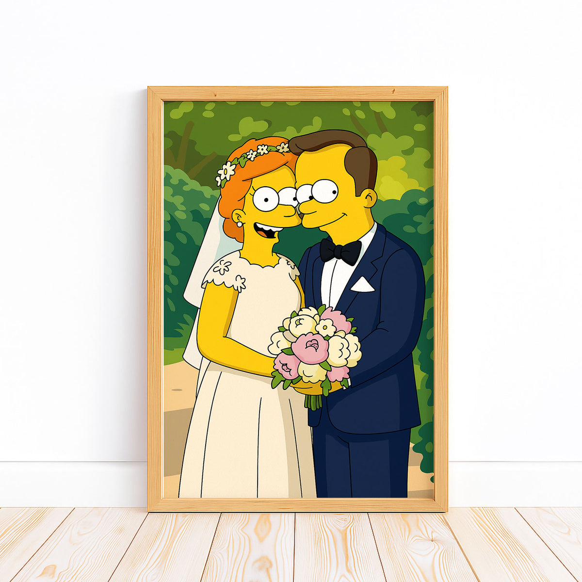 Whimsical Simpsons Wedding Art Print – Perfect Gift for Fans of Pop Culture and Unique Home Decor
 - 4