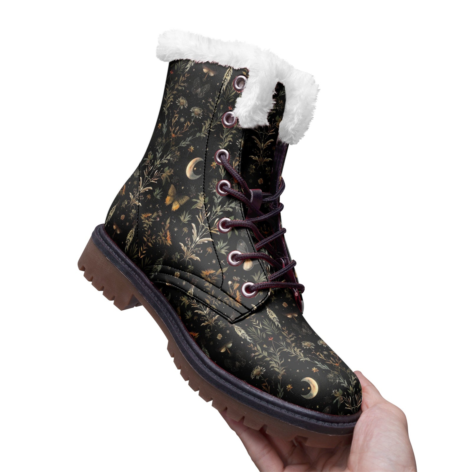 Moon Butterfly Floral Winter Boots