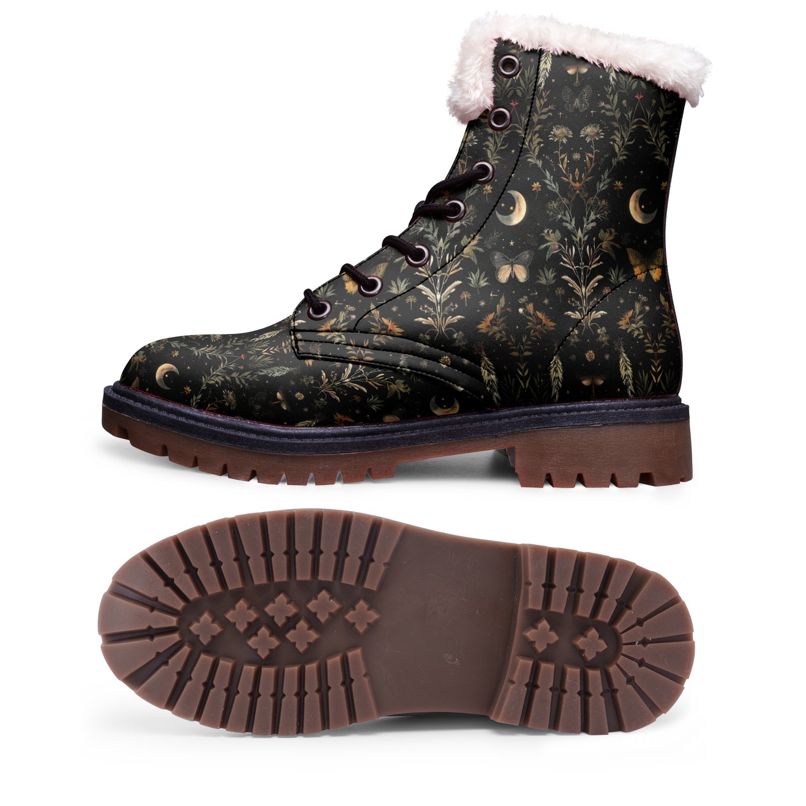 Moon Butterfly Floral Winter Boots