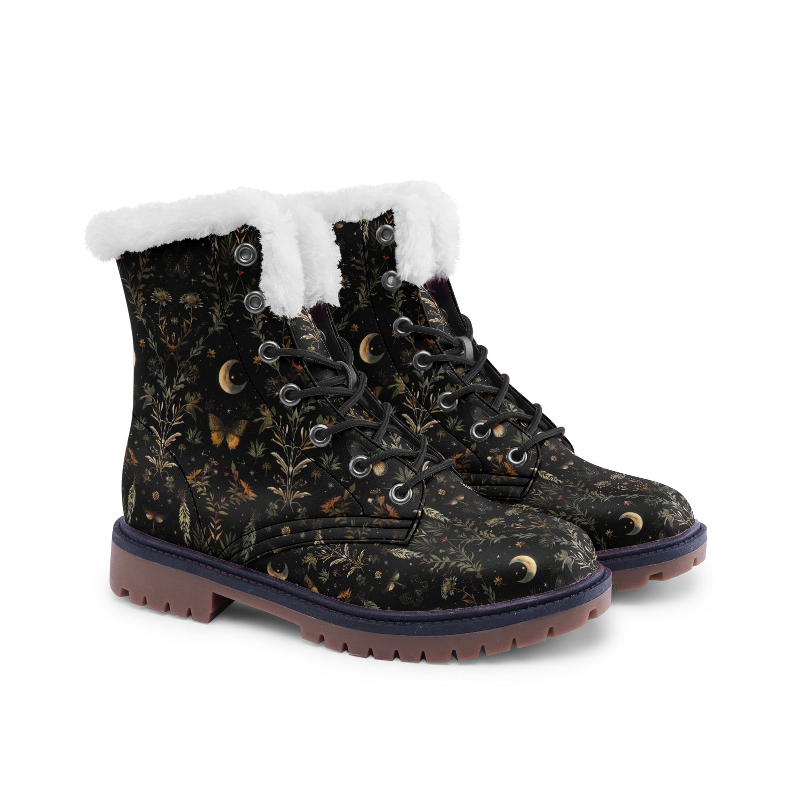 Moon Butterfly Floral Winter Boots