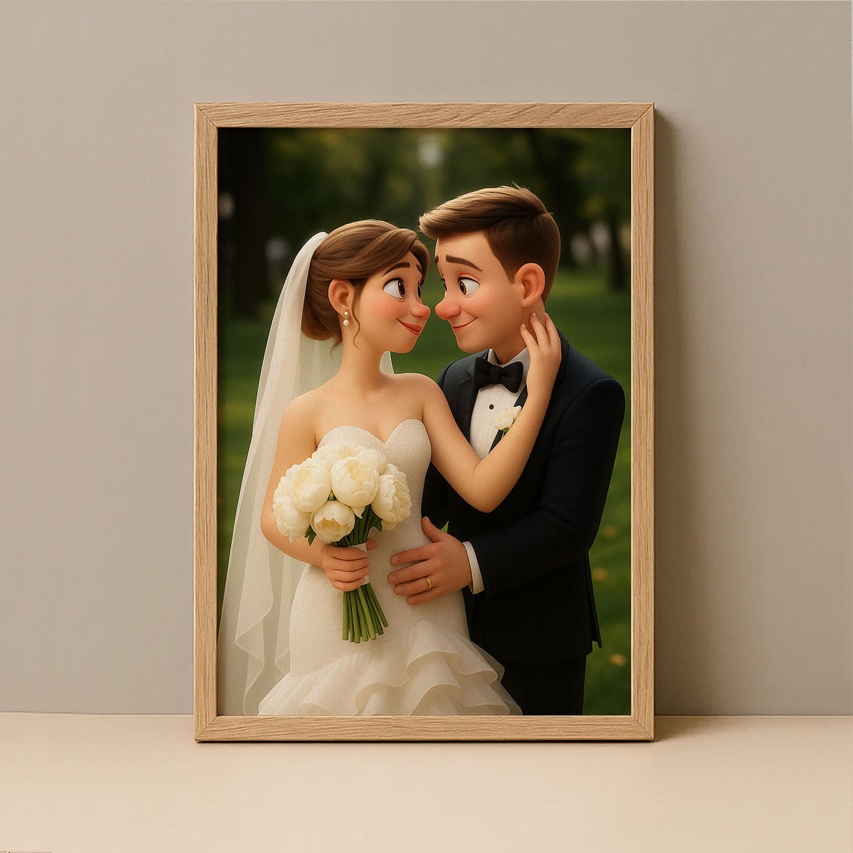 Charming Animated Wedding Portrait of a Bride and Groom – Perfect for Celebrating Love and Romance
 - 4