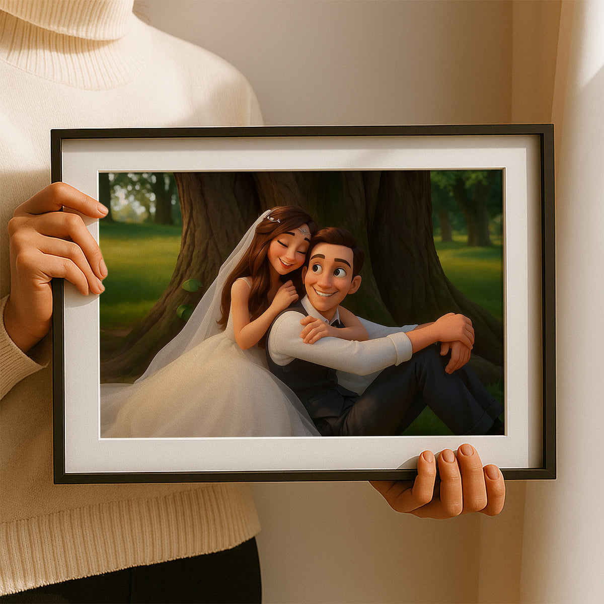 Charming Animated Wedding Portrait: Celebrate Love with Whimsical Art Style
 - 5